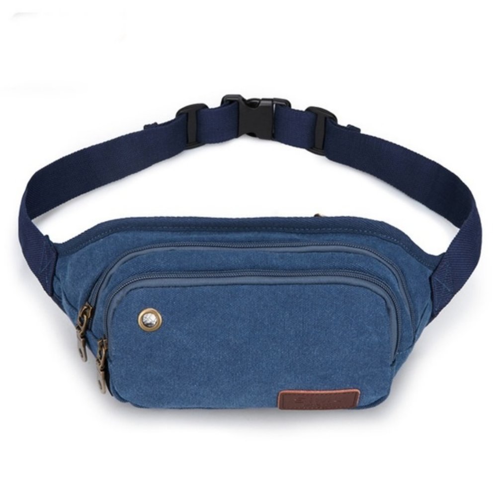 Noblag Canvas Sling Fanny Pack Chest Bag Blue